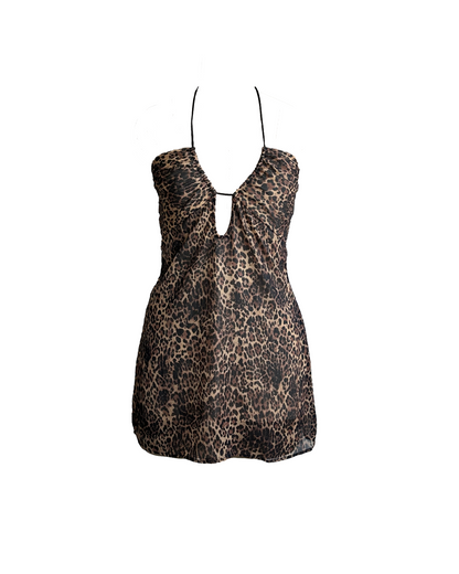 HALTER LEOPARD PRINT DRESS