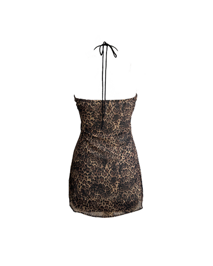 HALTER LEOPARD PRINT DRESS