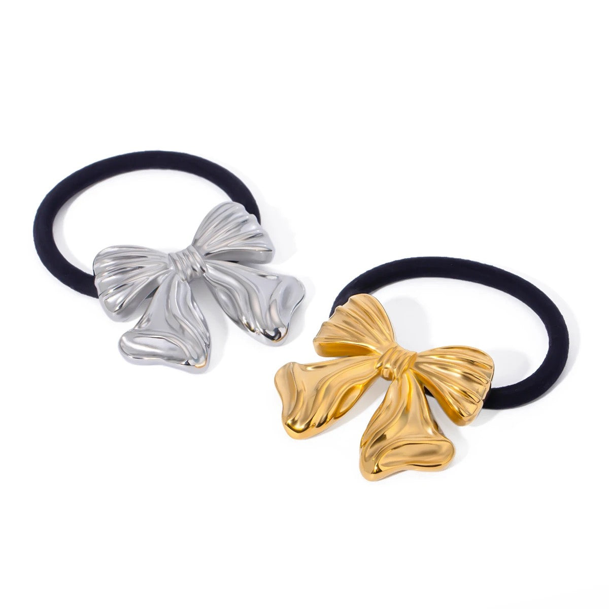 BOW HAIR TIE (GOLD AND SILVER)