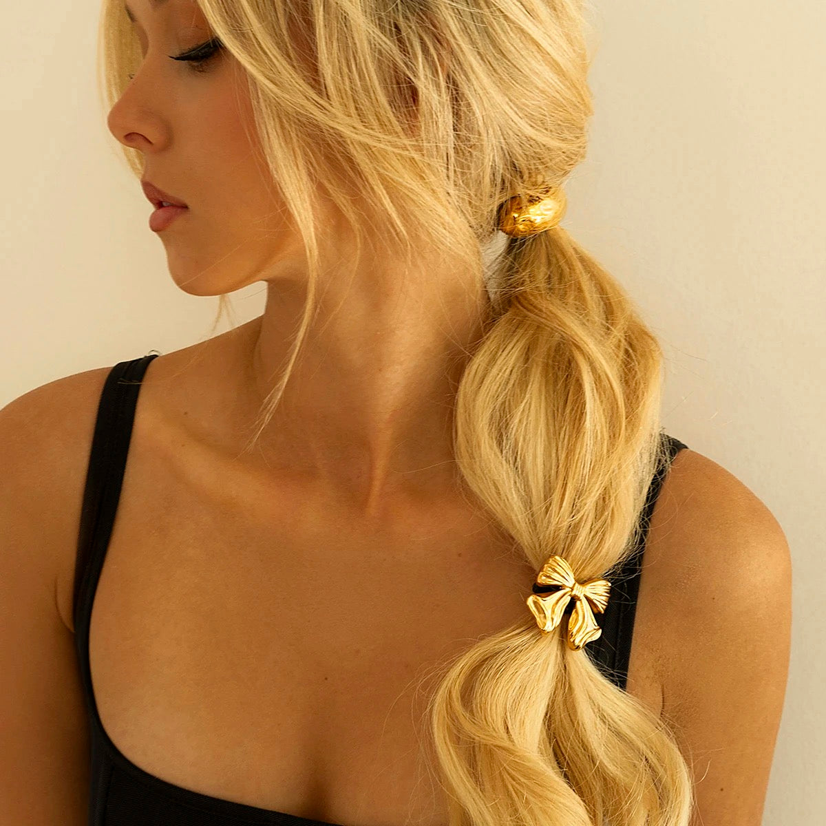 BOW HAIR TIE (GOLD AND SILVER)