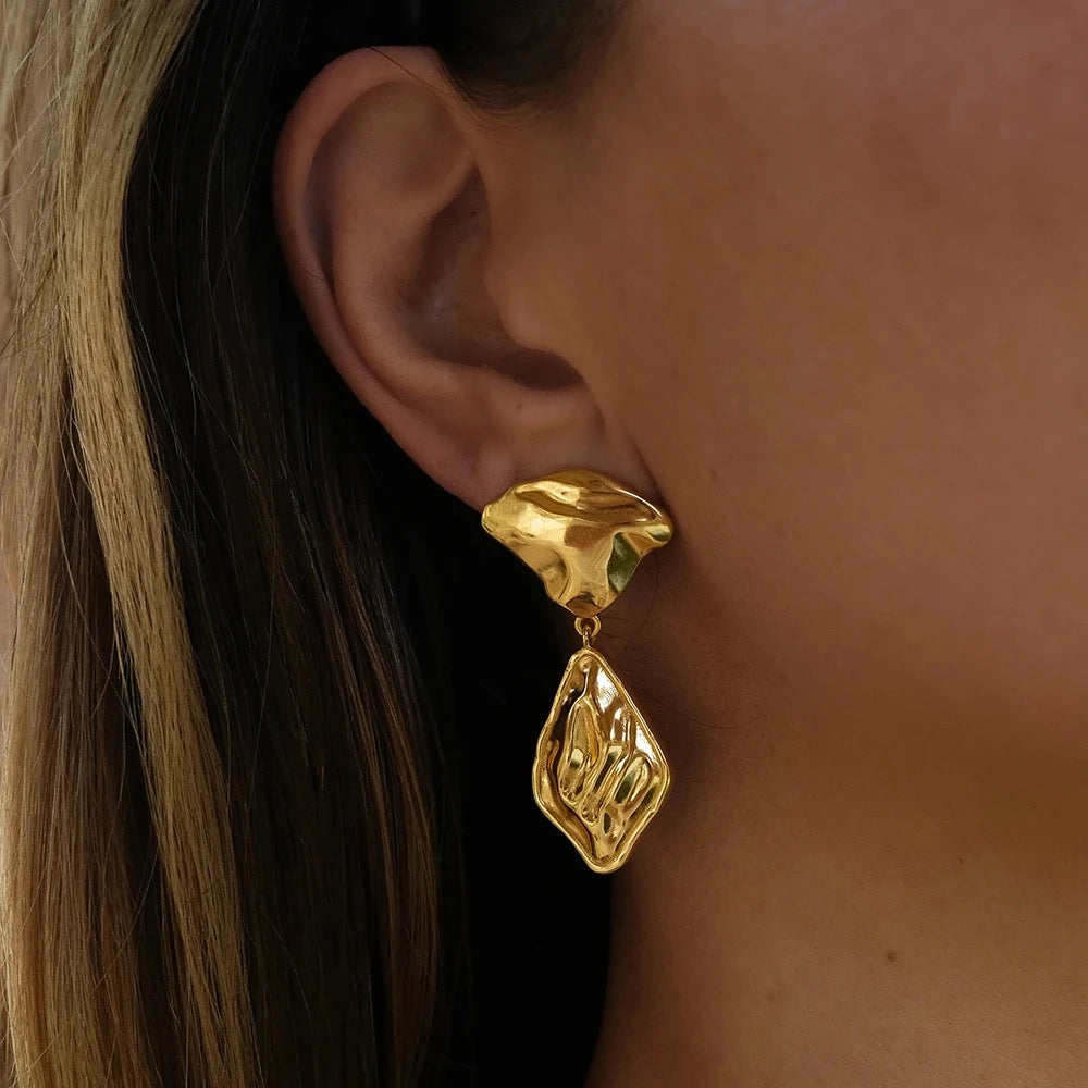 GEOMETRIC DROP GOLD EARRING