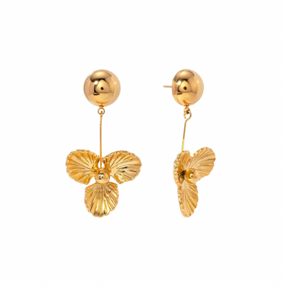 GOLD FLOWER DANGLE EARRINGS