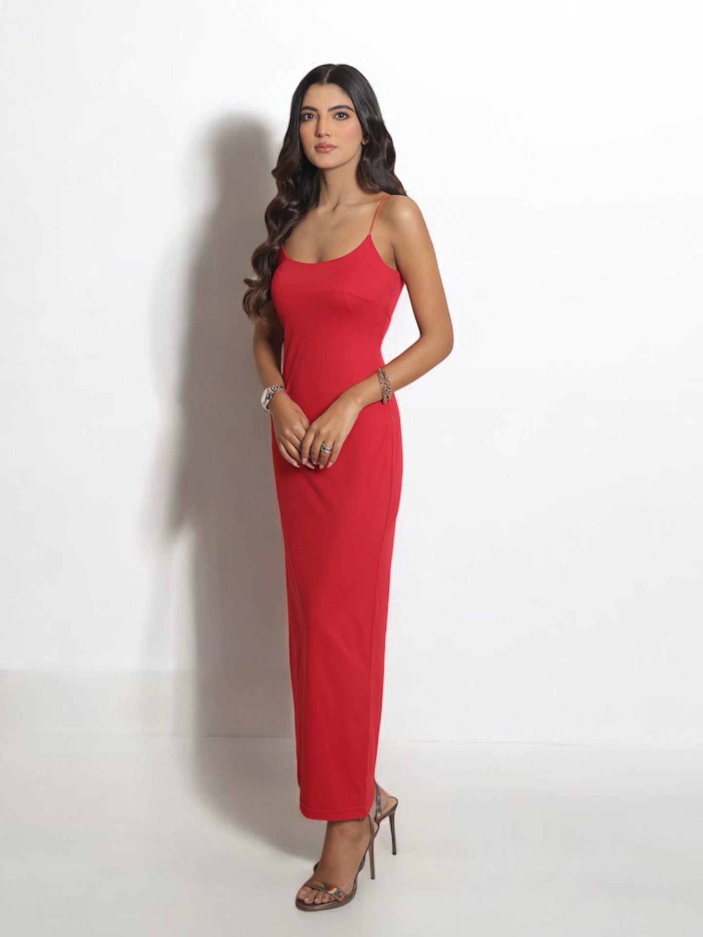 RED BODYCON MAXI DRESS