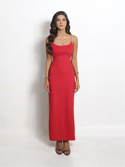 RED BODYCON MAXI DRESS