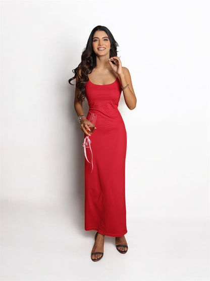 RED BODYCON MAXI DRESS