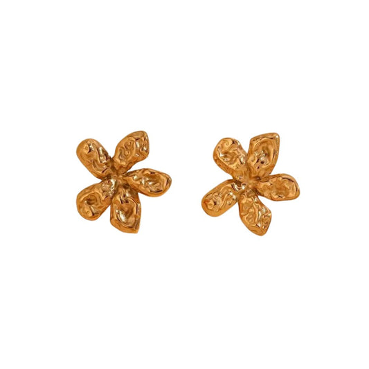 GOLD ENGRAVED FLOWER EARRING